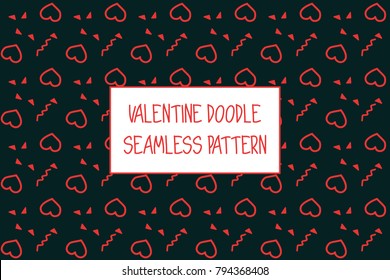 Valentine doodle pattern. Design of hand drawn elements for St. Valentine's day, wedding, proposal.