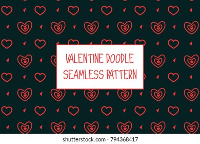 Valentine doodle pattern. Design of hand drawn elements for St. Valentine's day, wedding, proposal.