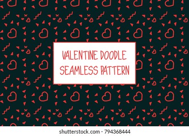 Valentine doodle pattern. Design of hand drawn elements for St. Valentine's day, wedding, proposal.