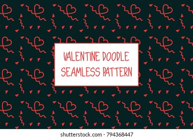 Valentine doodle pattern. Design of hand drawn elements for St. Valentine's day, wedding, proposal.