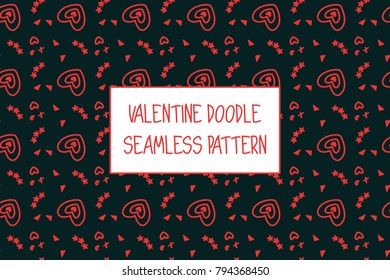 Valentine doodle pattern. Design of hand drawn elements for St. Valentine's day, wedding, proposal.