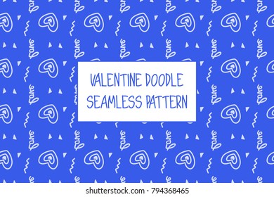 Valentine doodle pattern. Design of hand drawn elements for St. Valentine's day, wedding, proposal.