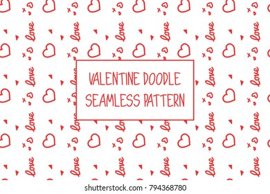 Valentine doodle pattern. Design of hand drawn elements for St. Valentine's day, wedding, proposal.