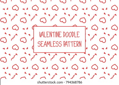 Valentine doodle pattern. Design of hand drawn elements for St. Valentine's day, wedding, proposal.