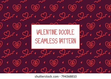Valentine doodle pattern. Design of hand drawn elements for St. Valentine's day, wedding, proposal.