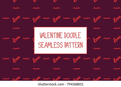 Valentine doodle pattern. Design of hand drawn elements for St. Valentine's day, wedding, proposal.