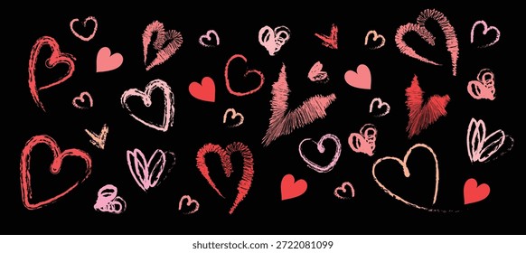 Valentine Doodle Vektor Set. White Day Doodle Vektor Set.
Muster von rosa Herzen in verschiedenen Stilen. Die Herzen werden wiederholt und verschiedene Herzdesigns werden präsentiert.
rosafarbenes Herz in einer anderen Pose. Eine Sammlung von Herz-Illustrationen in einem anderen Stil.