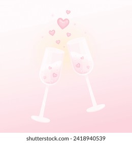 valentine drink in pink theme, vector illustration
