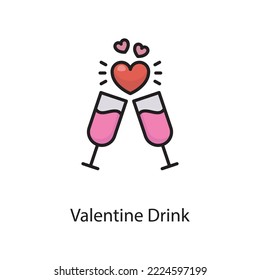 Valentine Drink Vector Filled Outline Icon Design illustration. Love Symbol on White background EPS 10 File
