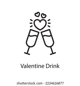 Valentine Drink Vector Outline Icon Design illustration. Love Symbol on White background EPS 10 File