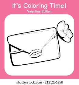 Valentine edition coloring worksheet. Educational printable coloring worksheet. Coloring game for preschool children. Black and white vector illustration. Motor skills education.