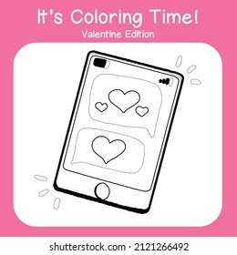 Valentine edition coloring worksheet. Educational printable coloring worksheet. Coloring game for preschool children. Black and white vector illustration. Motor skills education.