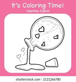 Valentine edition coloring worksheet. Educational printable coloring worksheet. Coloring game for preschool children. Black and white vector illustration. Motor skills education.