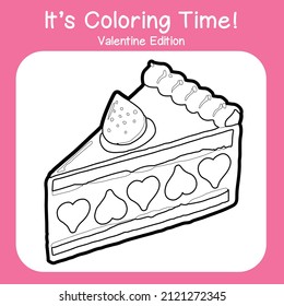 Valentine edition coloring worksheet. Educational printable coloring worksheet. Coloring game for preschool children. Black and white vector illustration. Motor skills education.