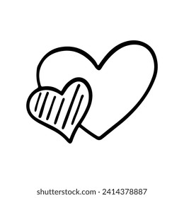 Valentine Element Illustration. Hand-Drawn Doodle Valentine Sign and Symbol Hearts