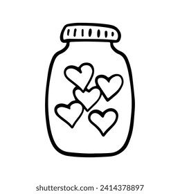 Valentine Element Illustration. Hand-Drawn Doodle Valentine Sign and Symbol Jar