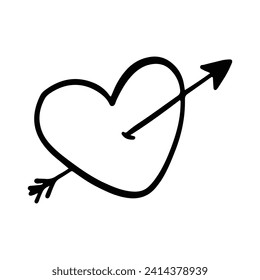 Valentine Element Illustration. Hand-Drawn Doodle Valentine Sign and Symbol Cupid