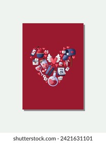 valentine element love card illustration