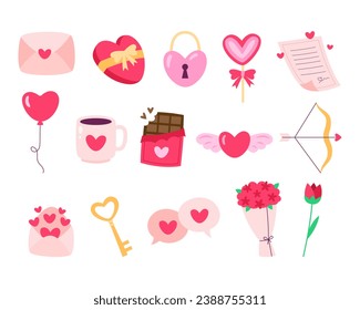 Valentine element vector flat design illustration