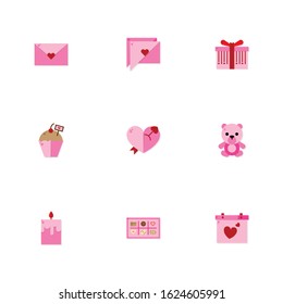 Valentine Elements Flat Style Icon Set