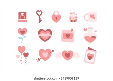 valentine elements flat vector collection