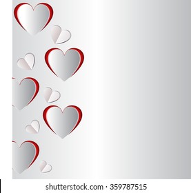 valentine emblem illustration, valentines day simple postcard design, paper hearts concept of romance, love, invitation, greeting, dating card isolated on white background image