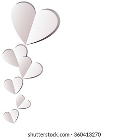 valentine emblem illustration, valentines day simple postcard design, paper hearts concept of romance, love, invitation, greeting, dating card isolated on white background image