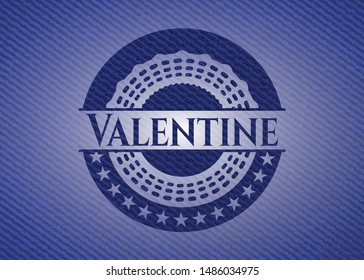 Valentine emblem with jean high quality background. Vector Illustration. Detailed.