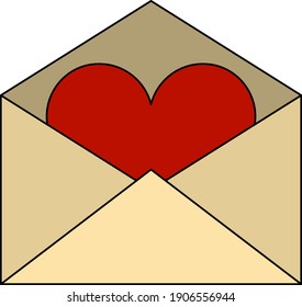 San Valentín Encima Con Icono Del Corazón. Esquema Editable Con Diseño De Relleno De Color. Ilustración vectorial.