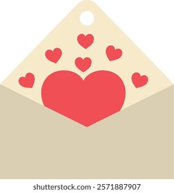 Valentine envelope with heart vector art illustration