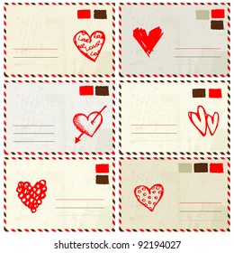 Valentine envelope with red heart sketch and place for your text