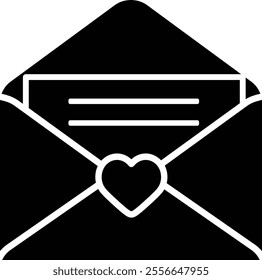 Valentine envelope silhouette.
Isolated love letter icon.
Transparent background.