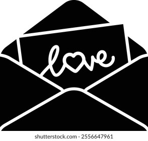 Valentine envelope silhouette.
Isolated love letter icon.
Transparent background.