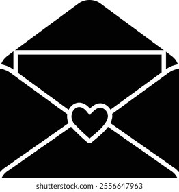 Valentine envelope silhouette.
Isolated love letter icon.
Transparent background.