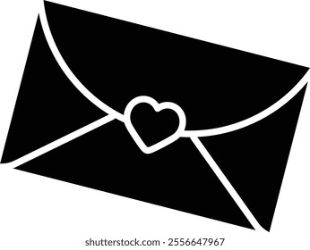 Valentine envelope silhouette.
Isolated love letter icon.
Transparent background.