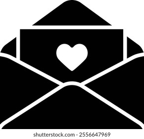 Valentine envelope silhouette.
Isolated love letter icon.
Transparent background.