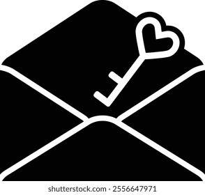 Valentine envelope silhouette.
Isolated love letter icon.
Transparent background.