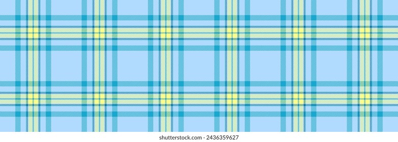 Valentine Stoffmuster gespielt, kanadischer Hintergrund Textur Vektor. Echtes Check nahtloses Tartan-Textil in Cyan und Gelb.