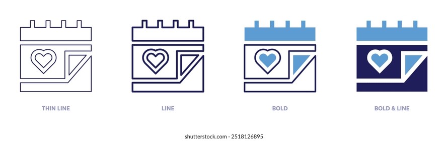 Valentine favorbox icon in 4 different styles. Thin Line, Line, Bold, and Bold Line. Duotone style. Editable stroke.