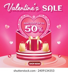 Valentine February Big sale banner discount promotion background love social media 5