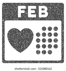Valentine February Day grainy textured icon for overlay watermark stamps. Flat symbol with unclean texture. Dotted vector gray ink rubber seal stamp with grunge design on a white background.