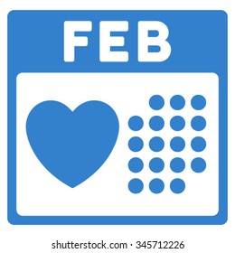 Valentine February Day vector icon. Style is flat symbol, cobalt color, rounded angles, white background.