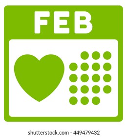 Valentine February Day vector icon. Style is flat symbol, eco green color, rounded angles, white background.