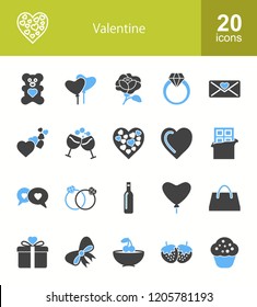 Valentine Filled Blue & Black Icons