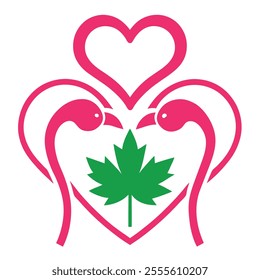 Valentine Flamingos Kissing vector Art.