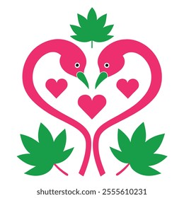 Valentine Flamingos Kissing vector Art.