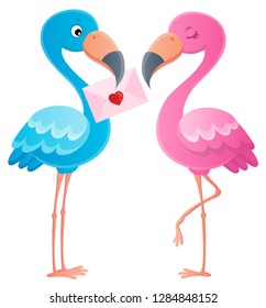 Valentine flamingos topic image - eps10 vector illustration.