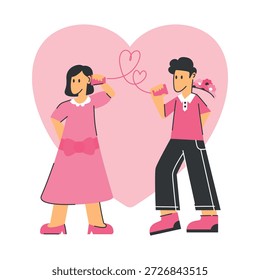 Ilustración de pareja de Vector de personaje plano de San Valentín, ilustración de diseño plano de pose romántica buena para el Sitio web y el App móvil