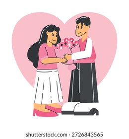 Valentinstag flachen Charakter Vektor Paar Illustration, romantische Pose flache Design Illustration gut für Website und mobile App