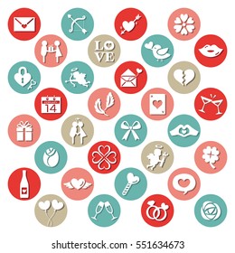 Valentine flat icon set